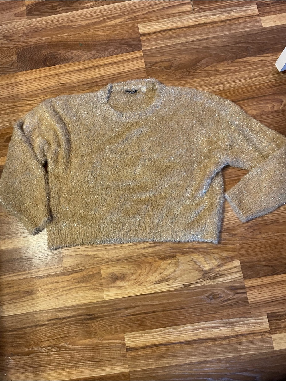 Tahari Shaggy Crewneck Sweater - Camel